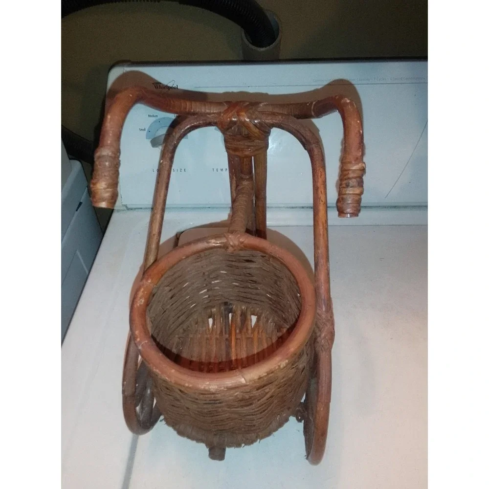 Boho VTG 1950's Bamboo Trycicle Flow Pot Holder 12